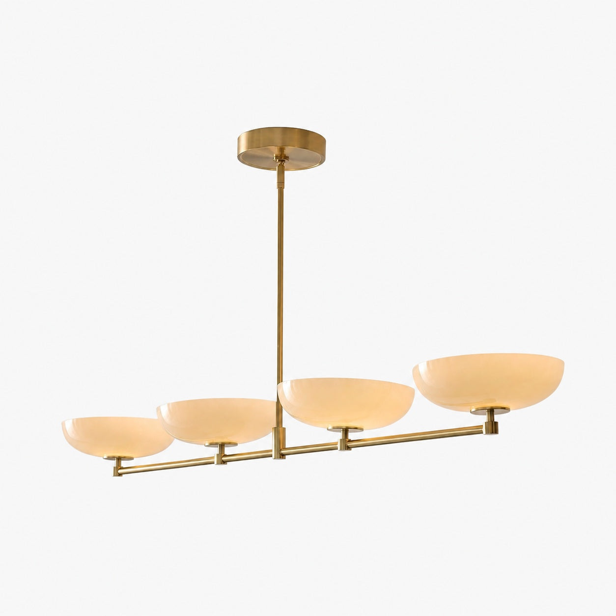 Vega Glas-Kronleuchter im Mid-Century-Modern-Stil mit Glasschirmen für Esszimmer und Kücheninsel