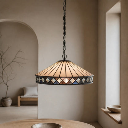 TF Fargo Pendant Light - Tiffany Style Lighting with an Art Deco Shade and Adjustable Chain