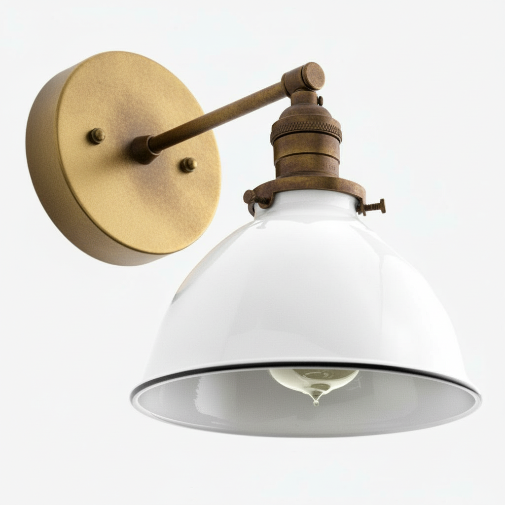 Conique Metal  Wall Sconce - White Metal Shade - Industrial Modern Lighting
