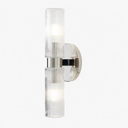 Rivora Doppel-Wandleuchte aus geriffeltem Glas, kurze Form, für drinnen und draußen, elegante Wandleuchte
