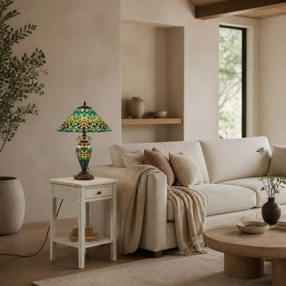 TF Oldbury Desk Lamp - Handcrafted Stained Glass Lamp for Bedroom Reading