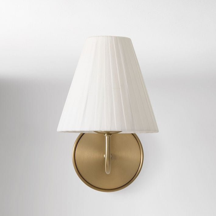 Fibura Contemporary Metal Sconce with Soft Linen Shade Subtle Silhouette for Living Rooms and Corridors