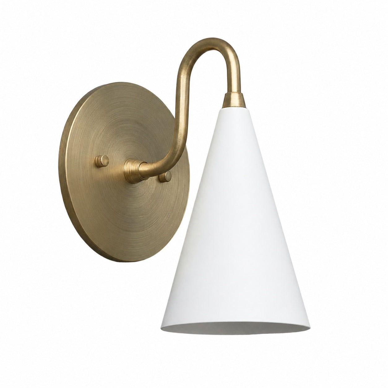 Curva Metal Cone Shade Sconce – Vintage Brass Wall Light for Entryway or Stairwell