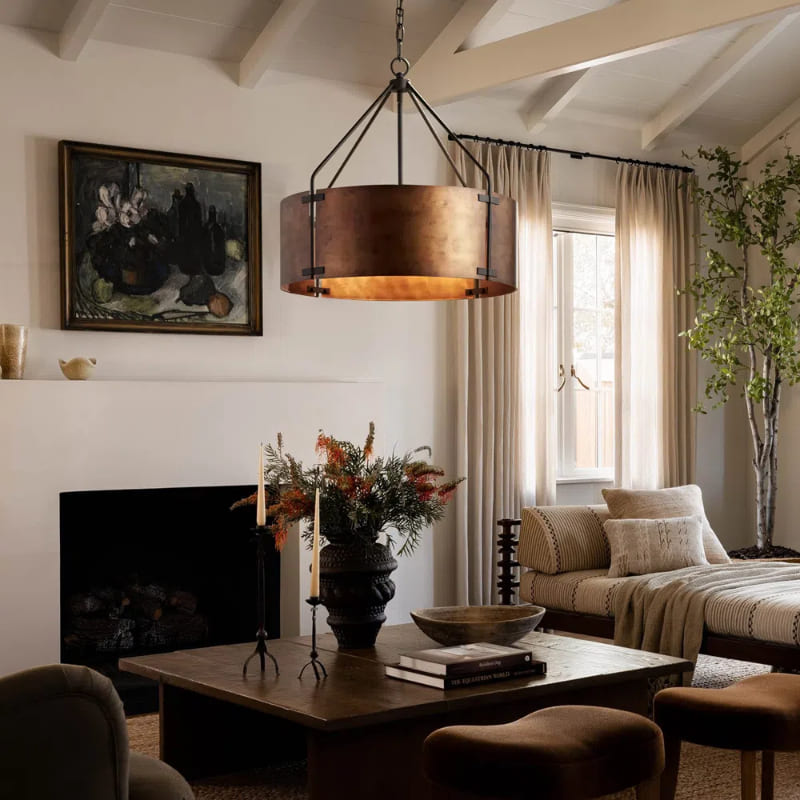 Antike Trommel-Pendelleuchte aus Messing – Vintage Industrieller Charme Loft Living