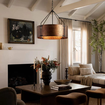 Antike Trommel-Pendelleuchte aus Messing – Vintage Industrieller Charme Loft Living