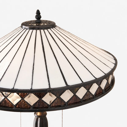 TF Fargo Geometrische Tiffany-Lampe – Akzentbeleuchtung aus bernsteinfarbenem und cremefarbenem Glas für Schlafzimmer oder Arbeitszimmer