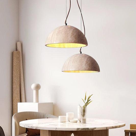 Modern Minimalist Travertine Hemisphere Pendant Lamp