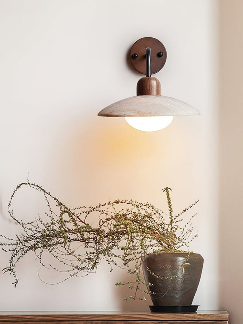 Japanese Retro Metal Travertine Wall Lamp