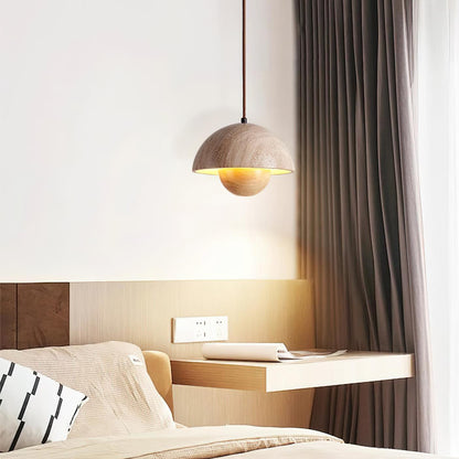 Wabi-Sabi Travertine Flower Bud Pendant Lamp