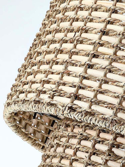 Natürliche Rattan Doppeltrommel Pendelleuchte für Schlafzimmer