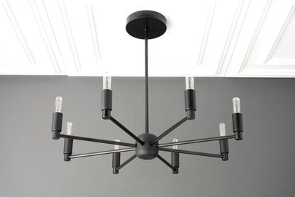 Mobilux Line Modern Chandelier - 8 Arm Mid Century Hanging Light