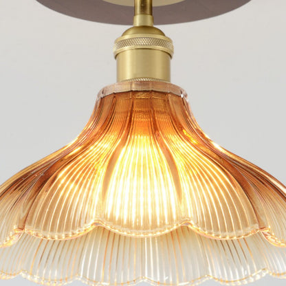 Ribbed Glass Semi Flush Mount Ceiling Light