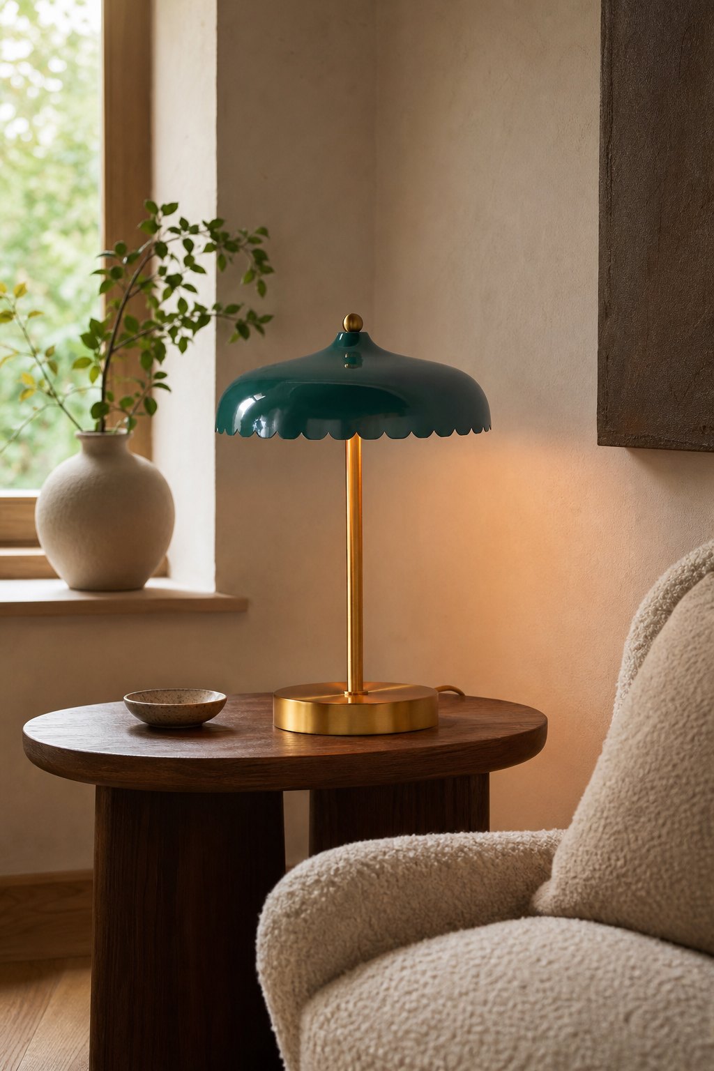 Rayla Elegante Scallop Glas Tischlampe - Atmosphärisches Licht - Schreibtisch oder Beistelltisch