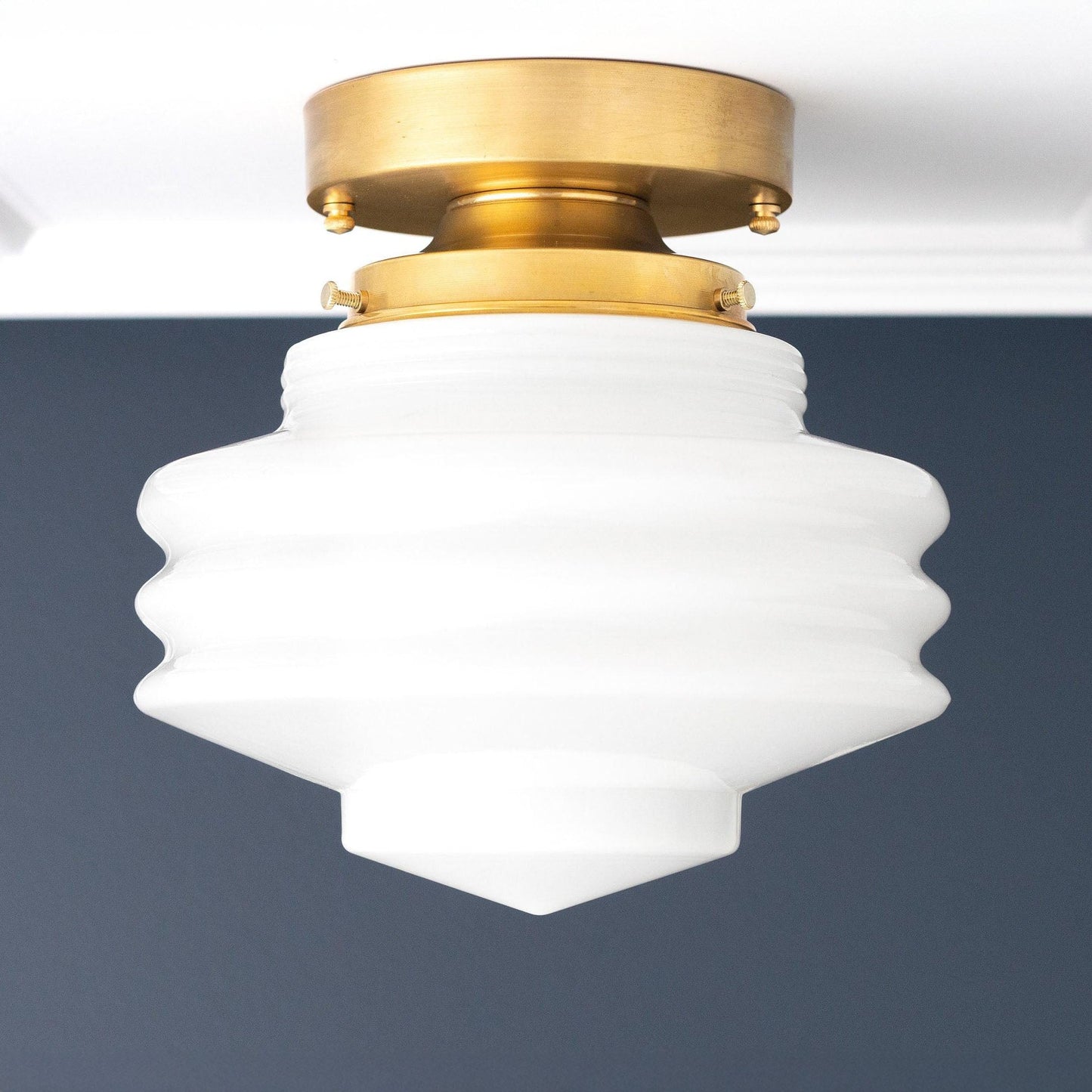 Geotower Glass Art Deco Ceiling Light - Glass Globe - Elegant Home Fixture