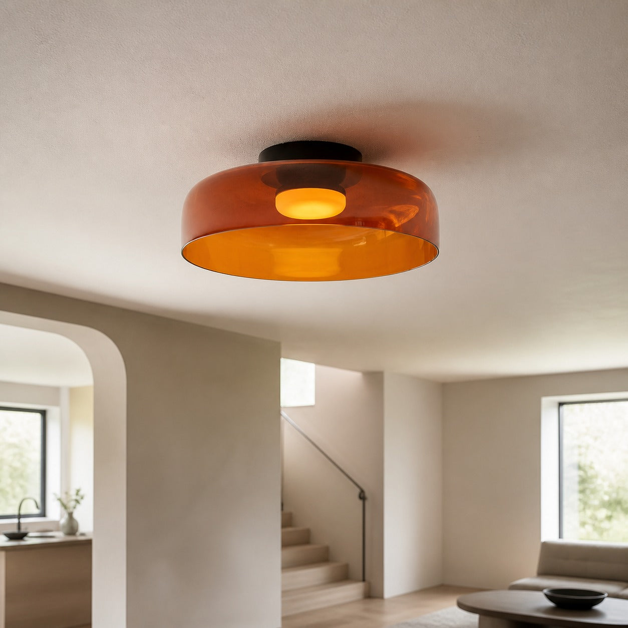 Celestial Modern Glass Ceiling Light – Nordic Design  Glass Disc Fixture for Bedroom and Dining