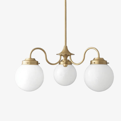 Glorica Glass Vintage Globe Chandelier - Brass 3-Light Frosted Glass Hanging Fixture