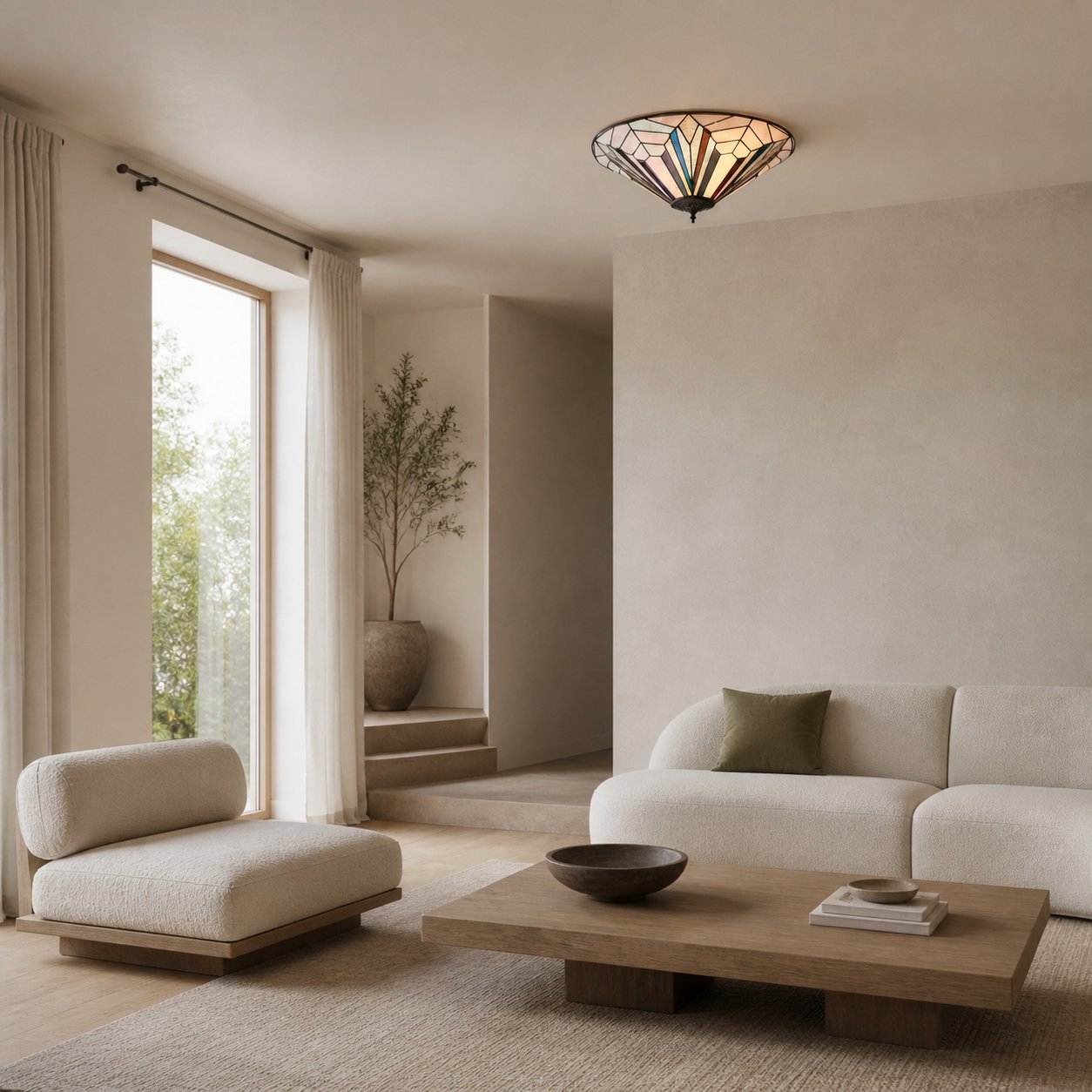 TF Astoria Modern Deco Flush Mount Ceiling Light with Textured Glass – Elegant Home Lighting Fixture
