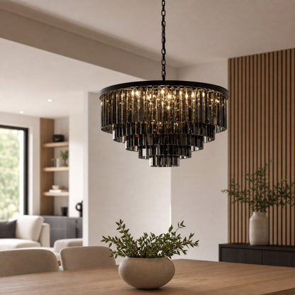 Aurevon Crystal Prism Metal Frame Modern Ceiling Chandelier for Home and Hotel