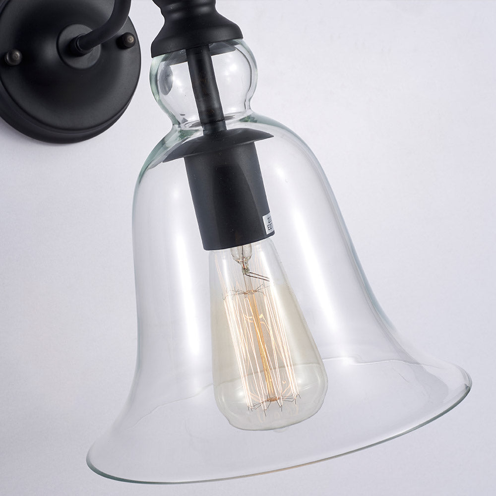 Moderne Wandleuchte im Industriestil mit Uhr und klarem Glas