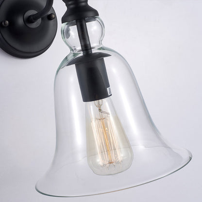 Moderne Wandleuchte im Industriestil mit Uhr und klarem Glas