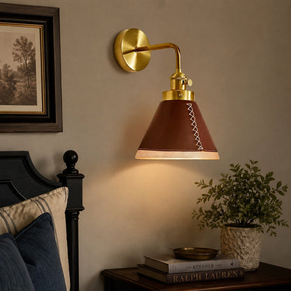 Brown Leather Wall Sconce