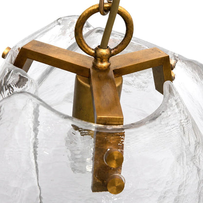 Brass and hammered glass detail