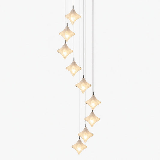 Art Deco Star Staircase Pendant Light – Frosted Glass Hanging Fixture –  Astris Altair