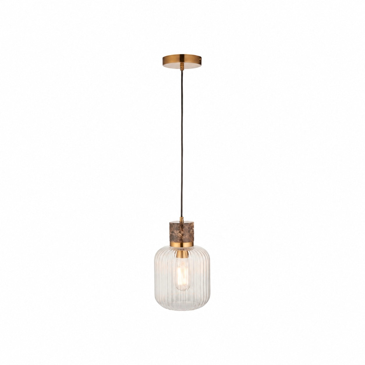 Korlisse Pendelleuchte aus Naturstein und Glas – Stilvolle Lampe für Wohnzimmer oder Lounge