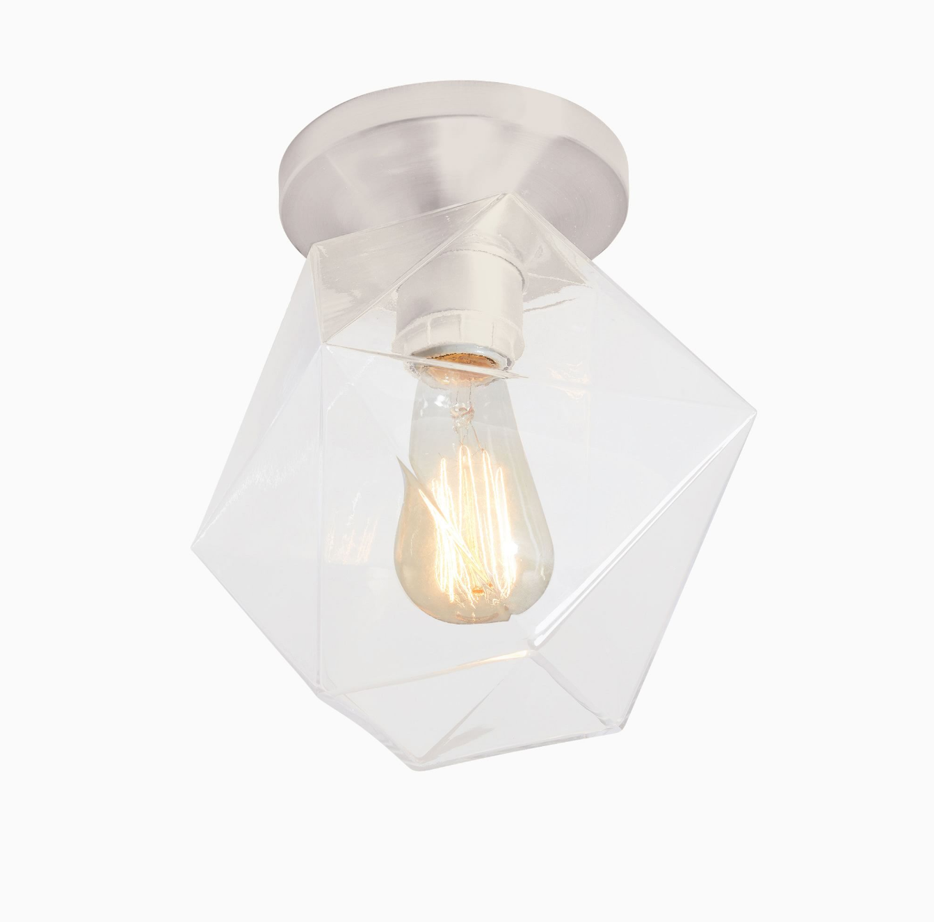 Talvior Sculptural Flush Mount Ceiling Light – Faceted Glass for Modern Interiors