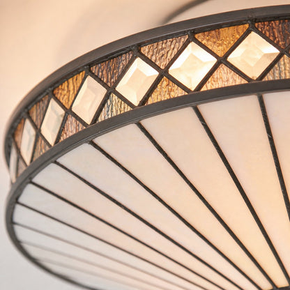 TiffStar Elegant Art Glass Flush Ceiling Light - Vintage-Inspired Ceiling Fixture for Home Interiors