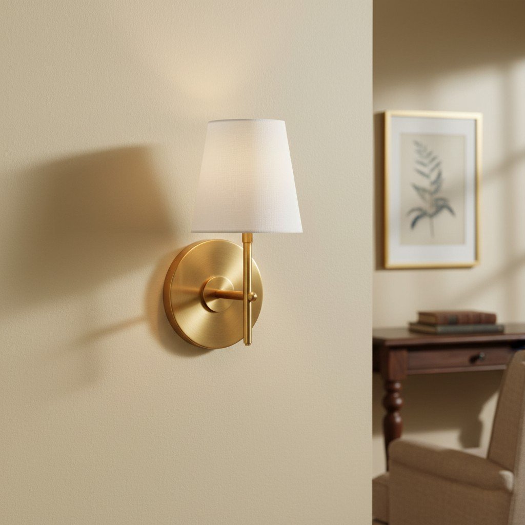 Ornato Retro Modern Wall Sconce with Linen Shade and Curved Arm for Accent and Task Lighting