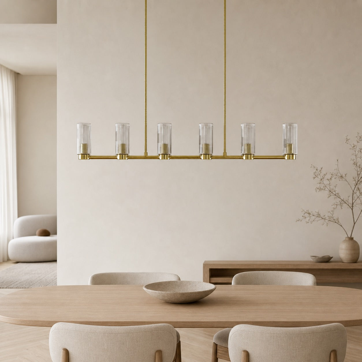 Rivora Kronleuchter aus geriffeltem Glas – Elegantes, geripptes, langlebiges Design