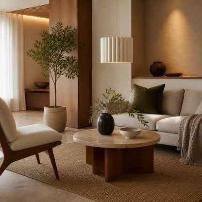Velura Pendant Lamp - Beige Linen Shade for Dining and Living