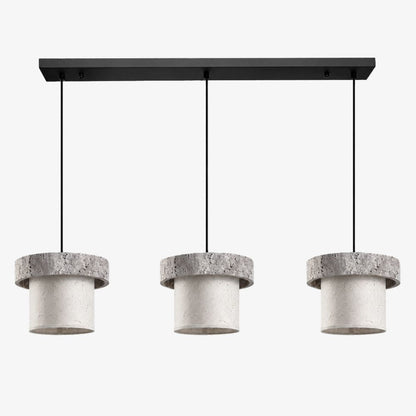 Style D gray travertine stone pendant light with three heads
