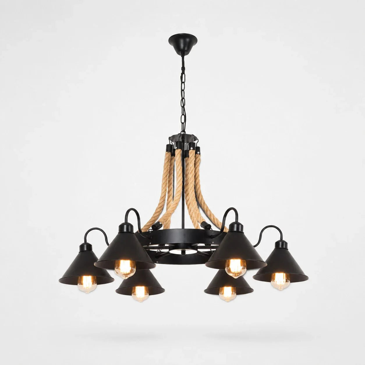 Rustic farmhouse rope chandelier