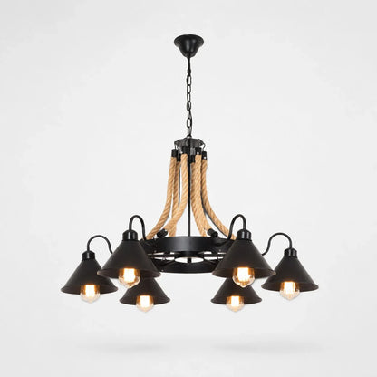 Rustic farmhouse rope chandelier