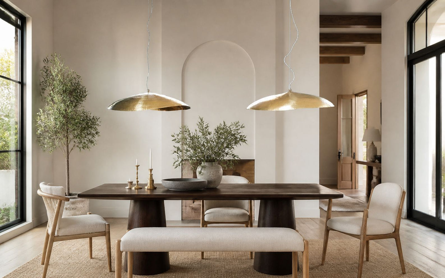 Hammered Brass Suspension Light