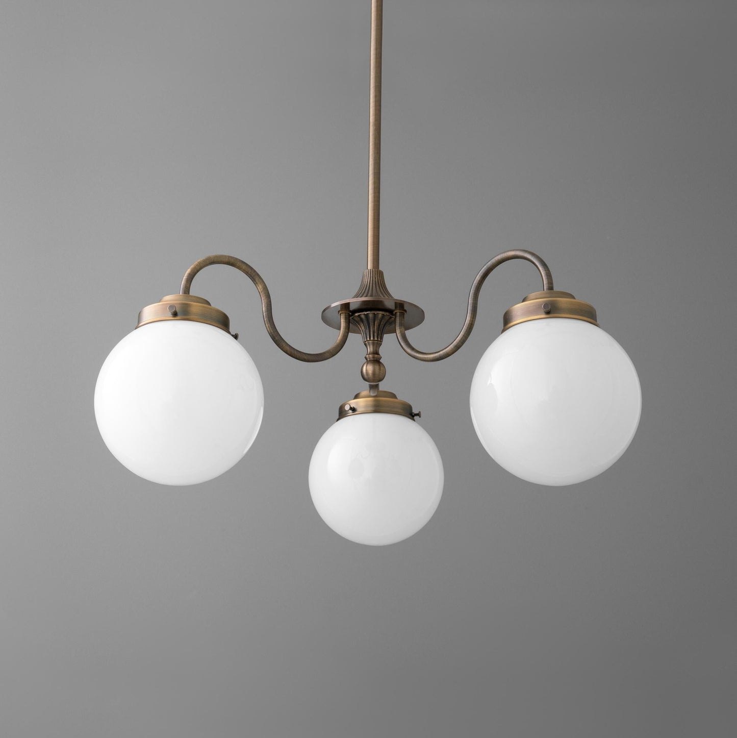Glorica Glass Vintage Globe Chandelier - Brass 3-Light Frosted Glass Hanging Fixture