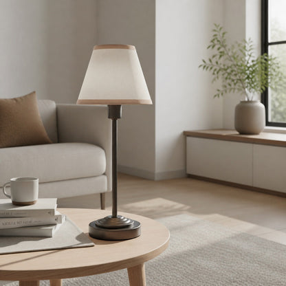 Bronzuno Schreibtischlampe mit strukturiertem Stoffbezug – Moderne Leuchte mit Metallfuß für Büros oder Lounges