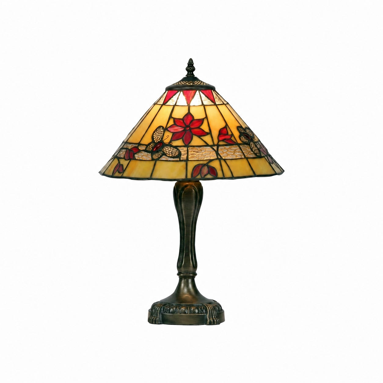 TF Butterfly Table Lamp – Hand-Cut Stained Glass Shade Table Light for Living Room and Bedroom