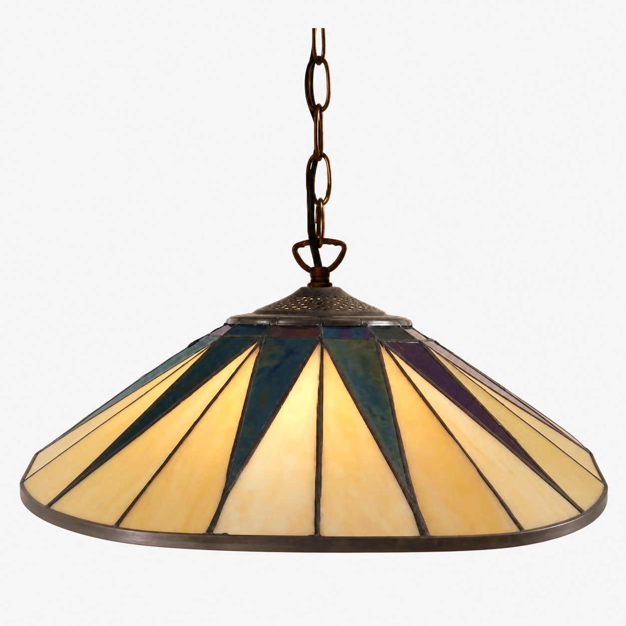 TF Dark Star Tiffany Pendant – Stained Glass Geometric Design Ceiling Light for Living Rooms