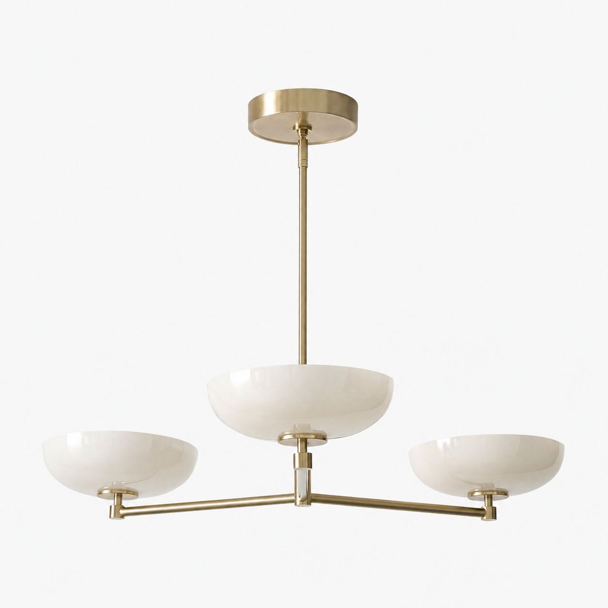Vega Glas-Kronleuchter im Mid-Century-Modern-Stil mit Glasschirmen für Esszimmer und Kücheninsel