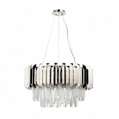 Virelia Contemporary Crystal Pendant Light – Layered Crystal Shade Ceiling Fixture for Dining or Living Room