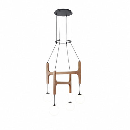 Auralith Wood Chandelier Multi Arm Fixture - Modern Natural Lighting for Living and Dining