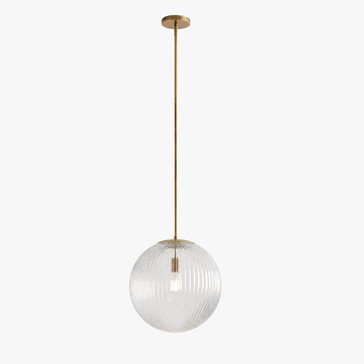 Alain Farmhouse Cooper Ribbed Glass Pendant Light
