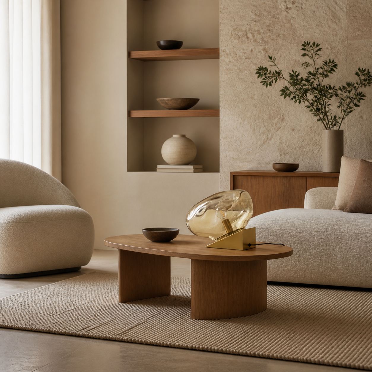 Glissora Glas-Tischleuchte – Weiche, skulpturale Glasform für Wohnzimmer oder Schlafzimmer