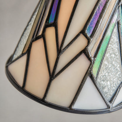 TF Astoria Tiffany Tischleuchte – Geschwungener Schwanenhalsarm, Art-Deco-Glasschirm für den Schreibtisch