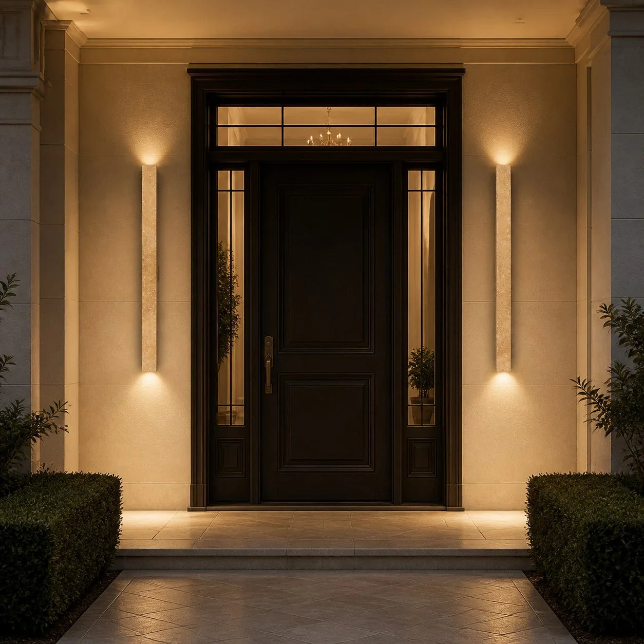 stone linear wall sconce scene