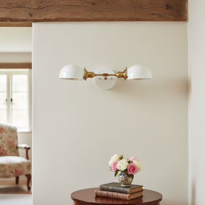 Ornato Luxe Mid-Century Vanity Light - Brass Bathroom Fixture with Opal Glass