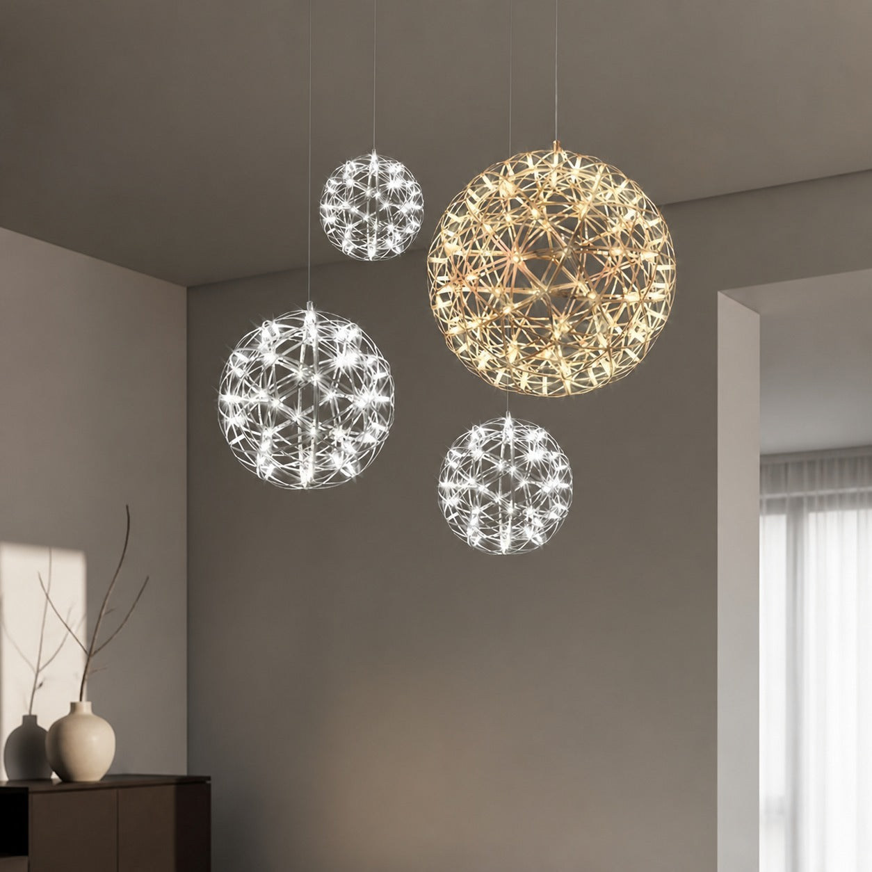 Silver Spark Ball Pendant Light